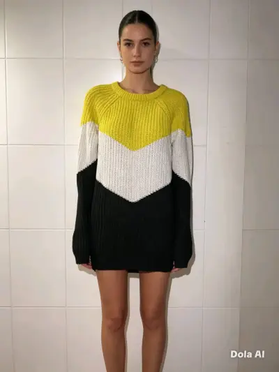 Sweater tricolor de punto grueso - miniatura 1