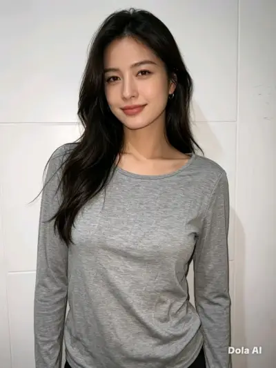 Polera gris manga larga - miniatura 1