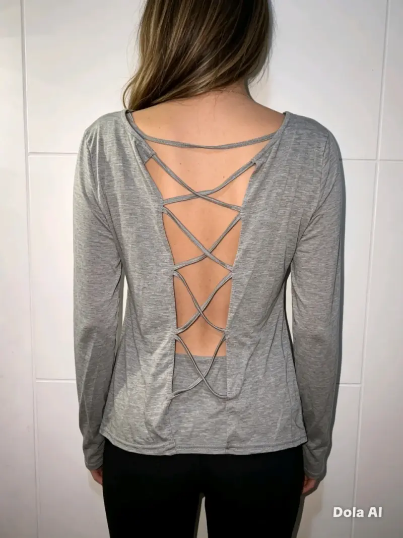 Polera gris manga larga - 2