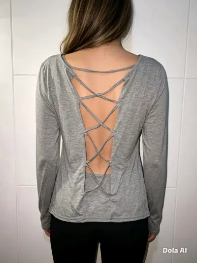 Polera gris manga larga - miniatura 2