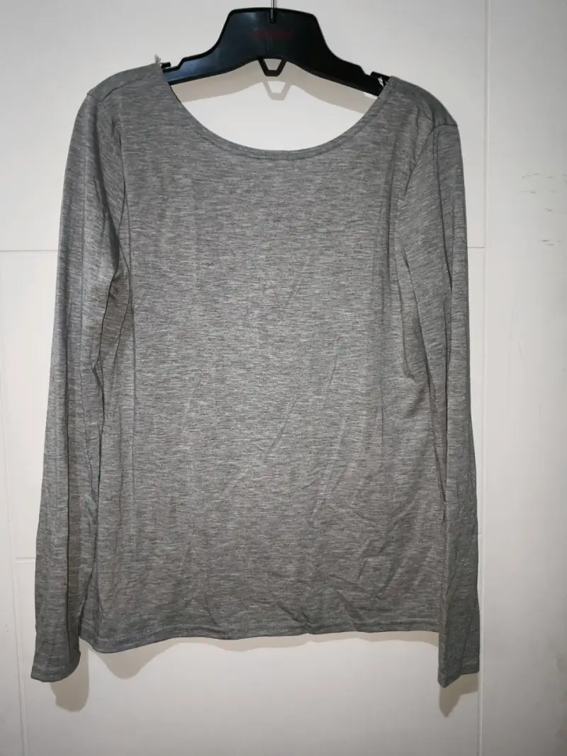 Polera gris manga larga - 4