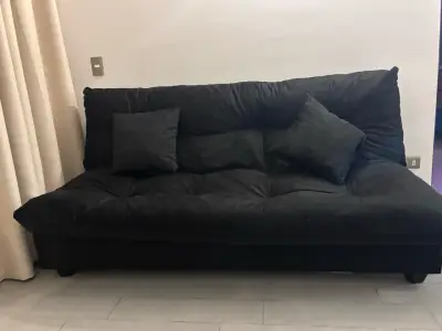 Sofá cama negro con cojines y 2 Puga - miniatura 1