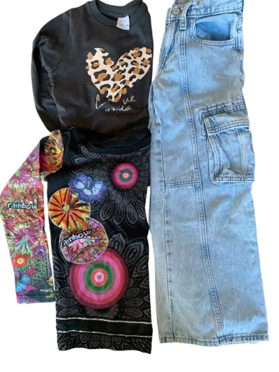 Ropa infantil 1 jeans Baggie 1polera desigual Zara - miniatura 1