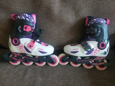 Patines en línea Oxelo rosa y morado - miniatura 1