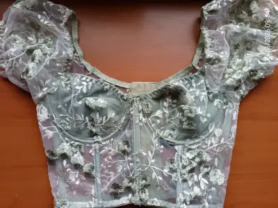 Top corset bordado verde - miniatura 1