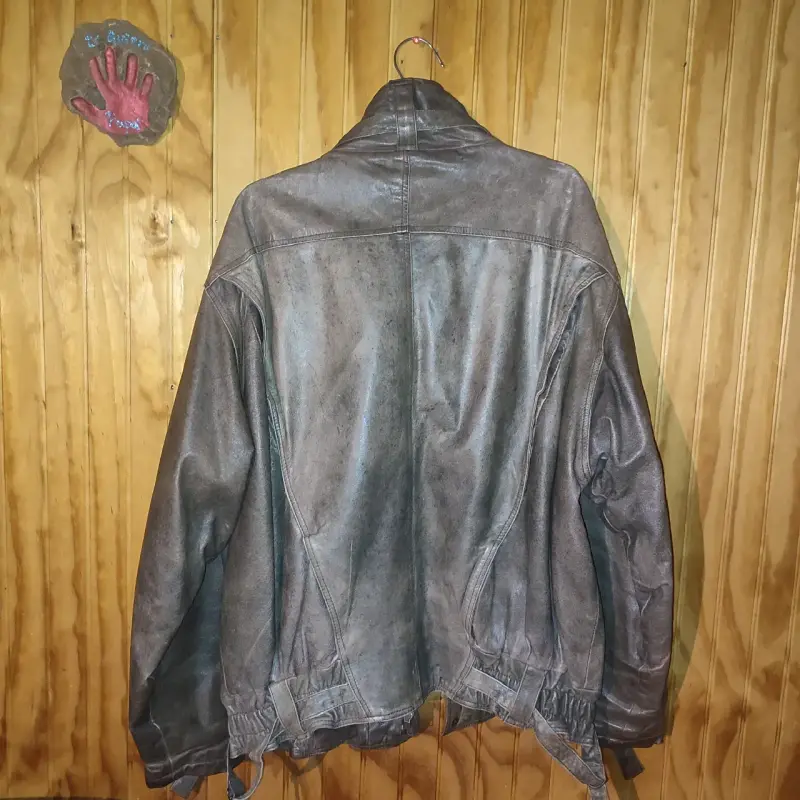 Chaqueta de cuero unisex  marrón vintage - 2