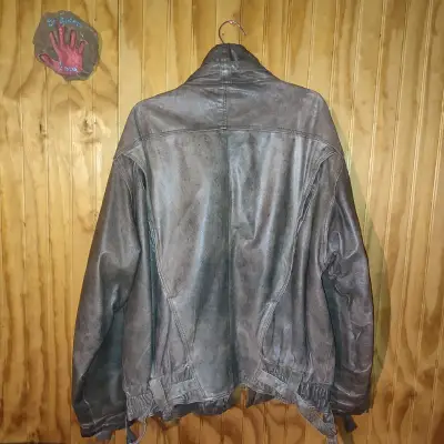 Chaqueta de cuero unisex  marrón vintage - miniatura 2