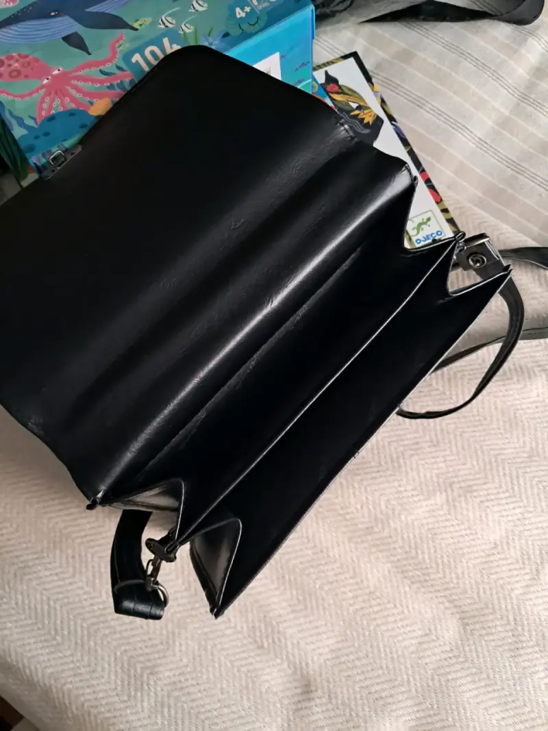 Bolso de hombro negro de cuero para viaje - 3