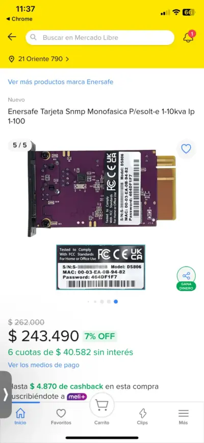 Tarjeta de Red SNMP (6PCB-167)para Monitoreo de UP - miniatura 4