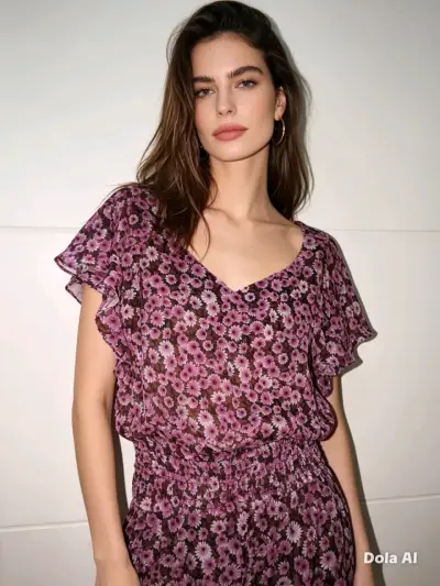 Blusa floral morado - miniatura 1