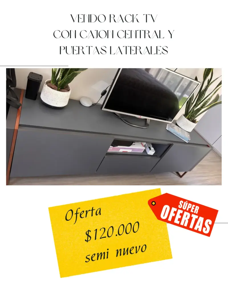 Rack TV con cajón central - 1