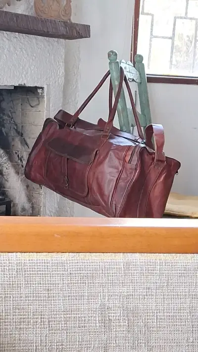 Bolso de viaje cuero marrón - miniatura 1