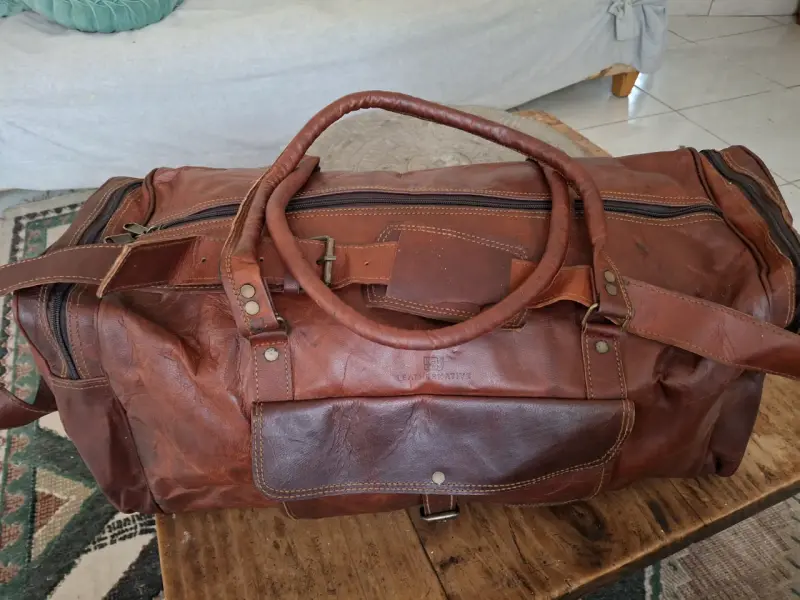 Bolso de viaje cuero marrón - 2