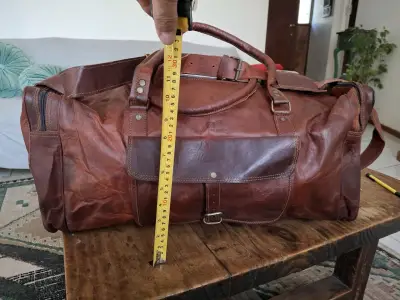 Bolso de viaje cuero marrón - miniatura 5
