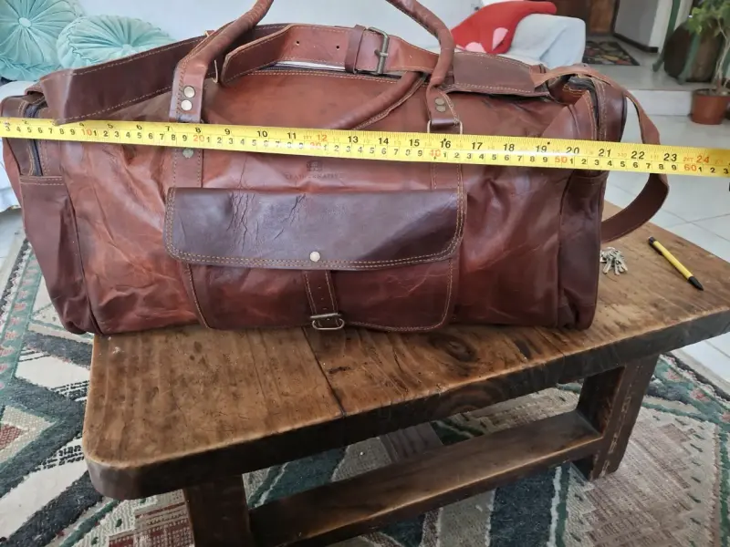 Bolso de viaje cuero marrón - 6