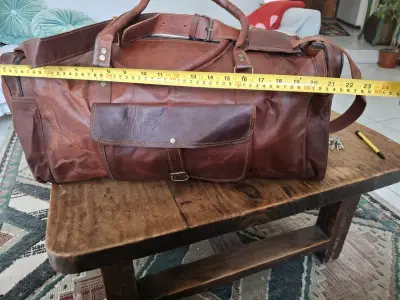 Bolso de viaje cuero marrón - miniatura 6