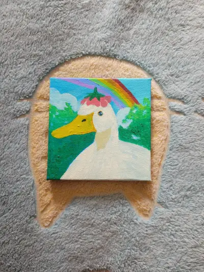 Pintura de pato con flor - miniatura 2