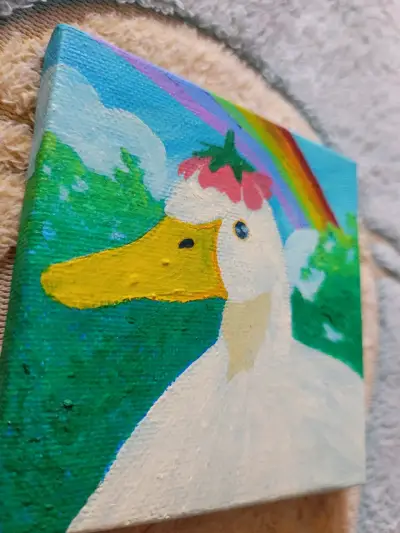 Pintura de pato con flor - miniatura 3