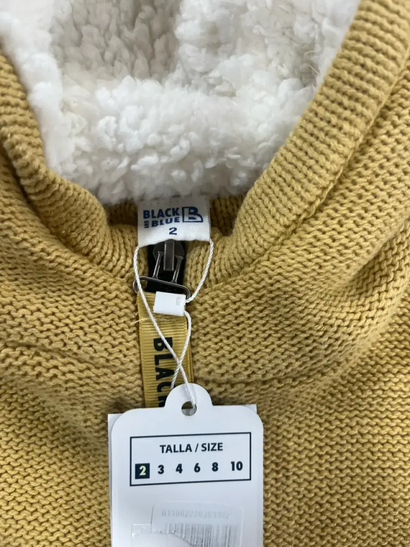 Chaleco beige/mostaza con gorro polar - 2