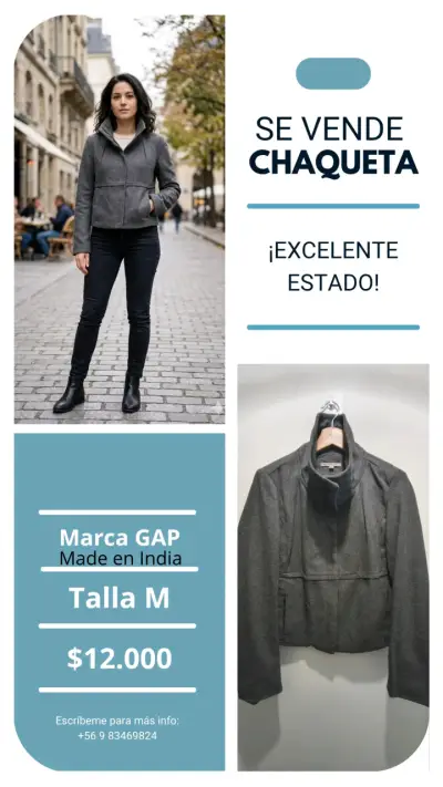 Chaqueta GAP gris en excelente estado - miniatura 1