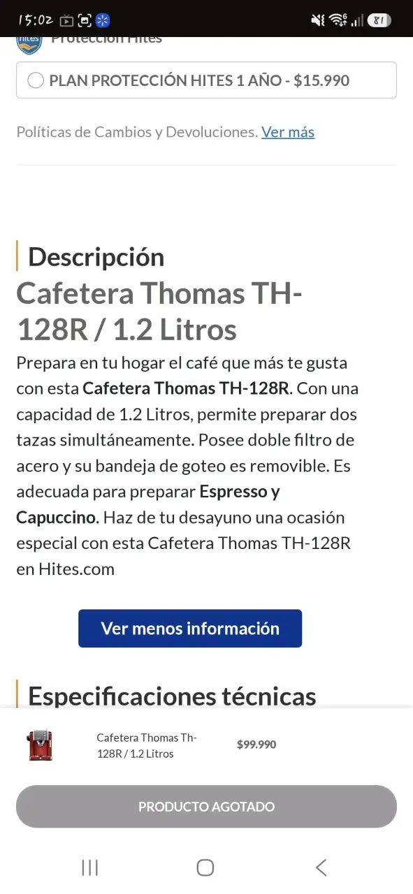 Cafetera espresso Thomas roja - 5