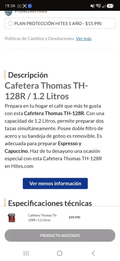 Cafetera espresso Thomas roja - miniatura 5