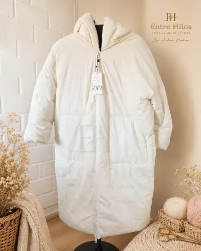 Parka larga acolchado blanco ZARA - miniatura 1