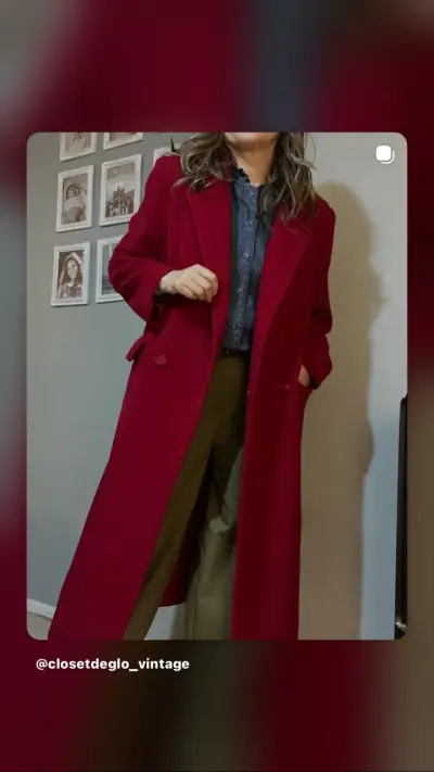 Abrigo largo rojo elegante - miniatura 1