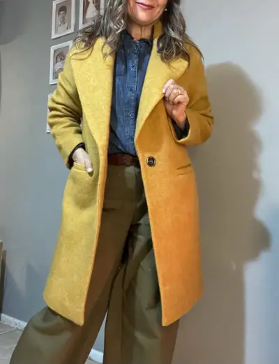Abrigo largo mostaza para mujer - miniatura 1