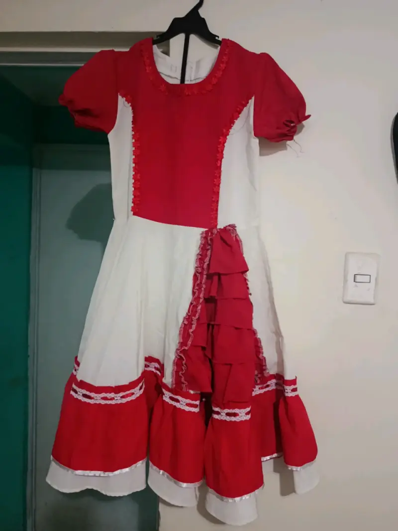 Vestido folclórico chileno azul y rojo - 3