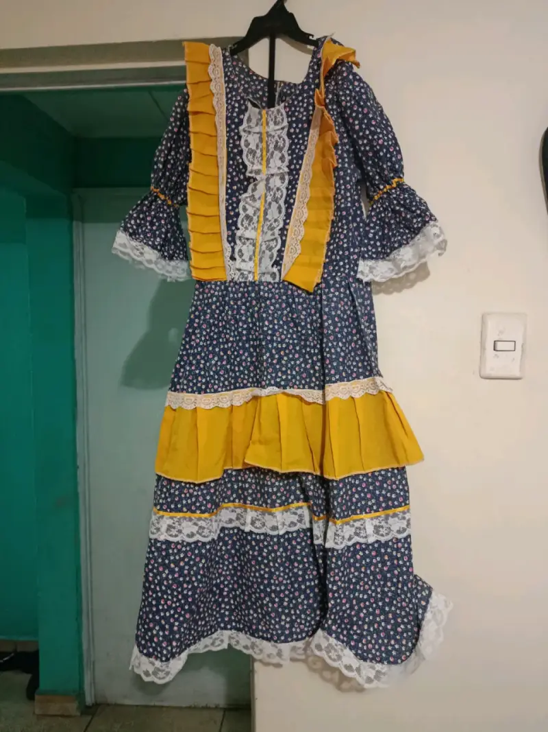 Vestido folclórico chileno azul y rojo - 4