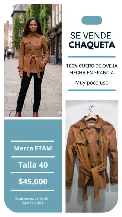 Chaqueta de cuero ETAM talla 40 - miniatura 1
