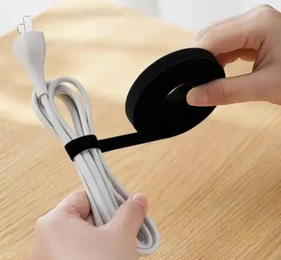 Cinta organizadora de cables negra 1metro - miniatura 1