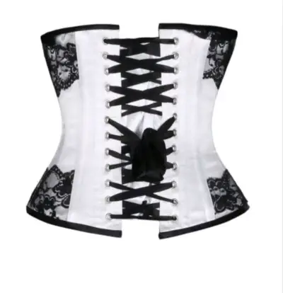 Corset blanco con encaje negro - miniatura 1