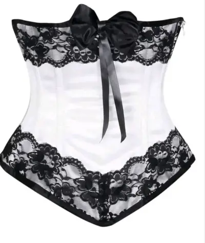 Corset blanco con encaje negro - miniatura 2