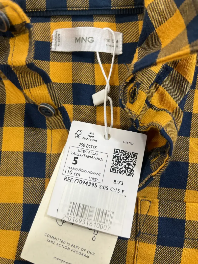 Camisa niño a cuadros amarilla y azul MNG - 2