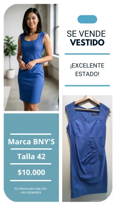 Vestido azul marca BNY'S talla 42 - miniatura 1
