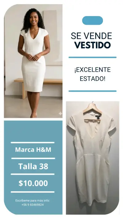 Vestido blanco H&M en excelente estado - miniatura 1