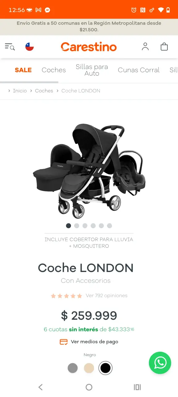 Coche de bebé negro carestino london - 6