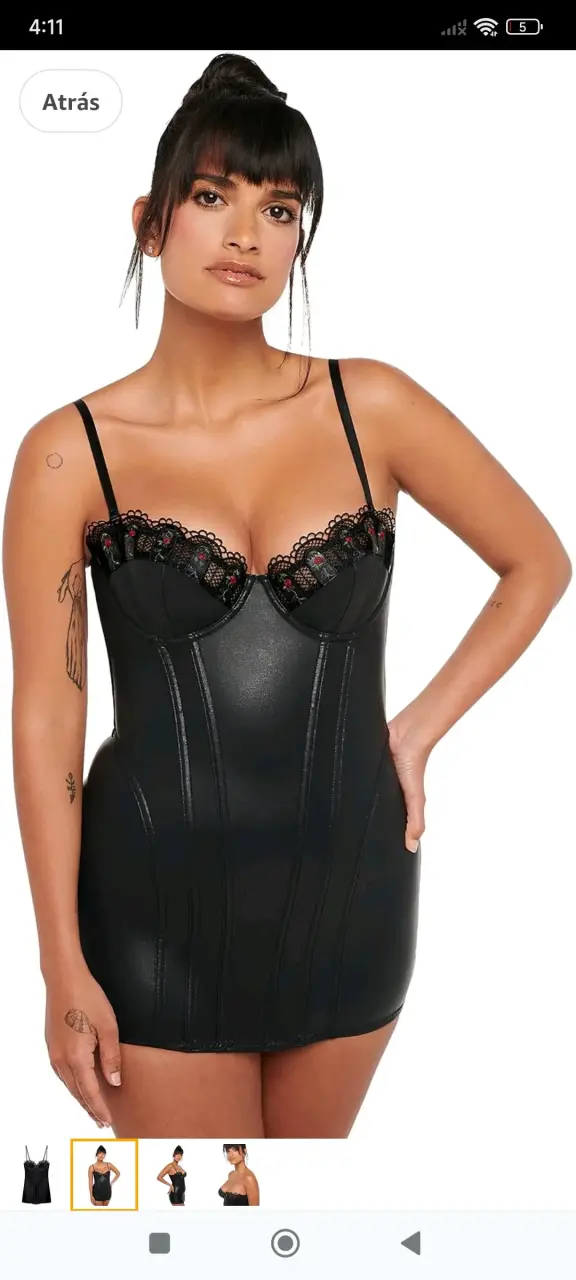 Vestido corset negro con encaje - 2