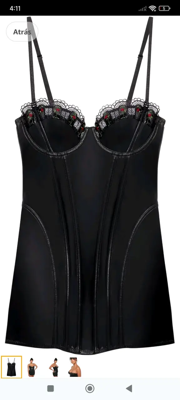 Vestido corset negro con encaje - 6