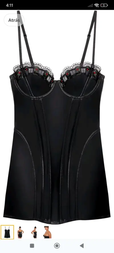 Vestido corset negro con encaje - miniatura 6