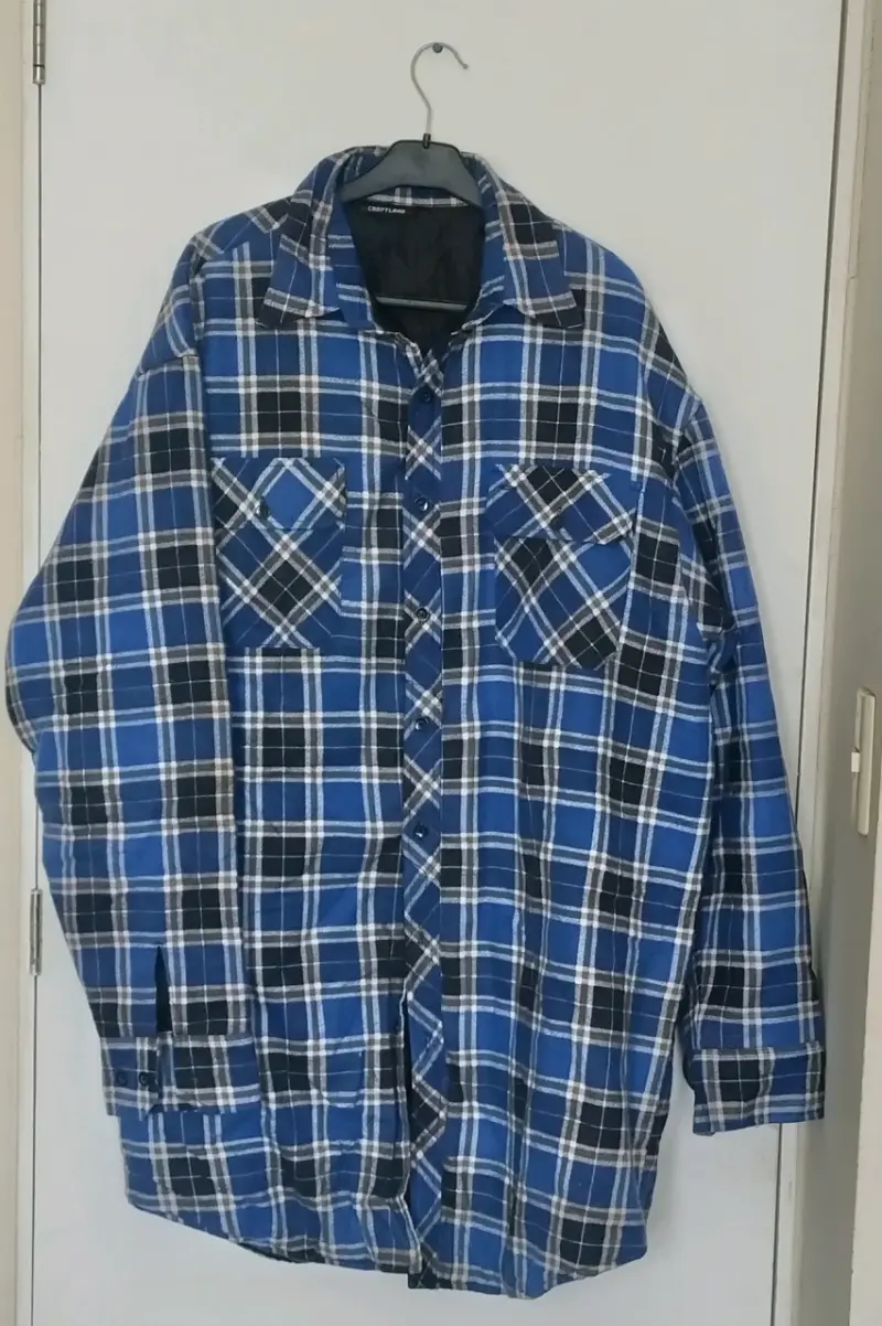 Camisa de franela a cuadros roja y azul - 2