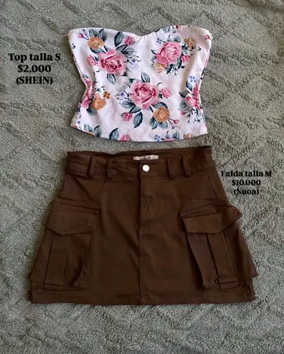 Falda marrón con bolsillos talla M - miniatura 1