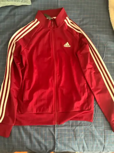 Chaqueta deportiva Adidas Mujer burdeo con rayas - miniatura 1