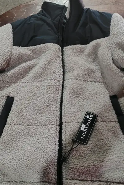 Chaqueta de lana Light Road beige y negra - miniatura 1