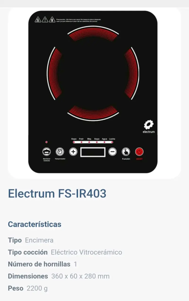 Encimera Electrum FS-IR403 vitrocerámica - 1