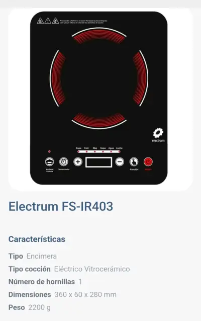 Encimera Electrum FS-IR403 vitrocerámica - miniatura 1