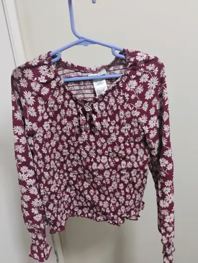 Blusa floral manga larga burdeos - miniatura 1