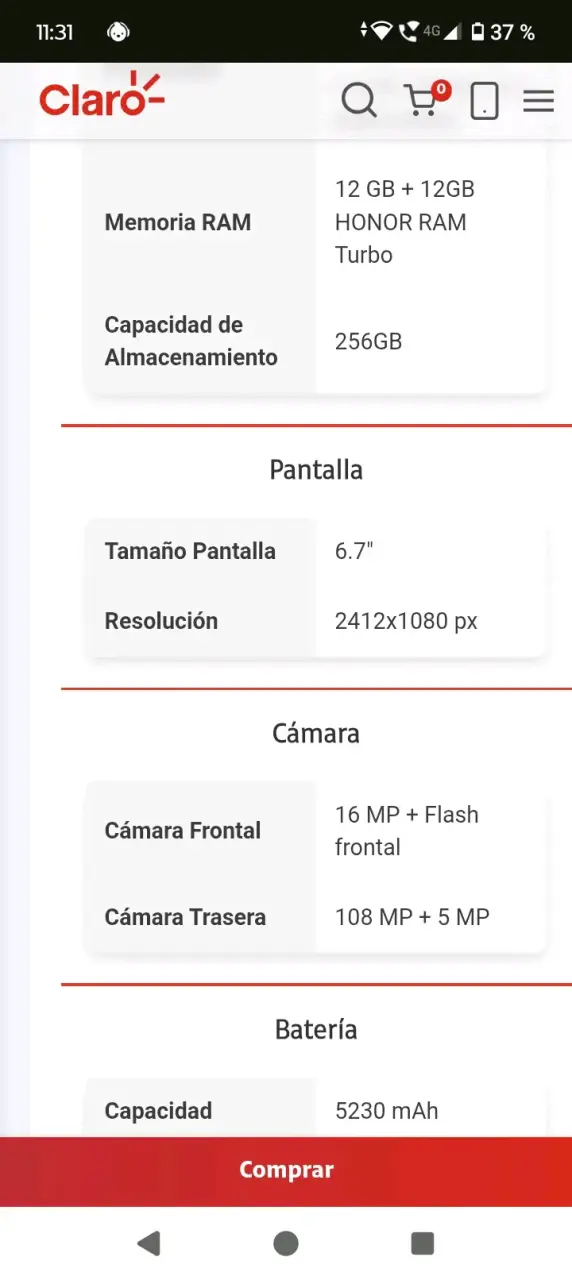 Smartphone Honor 400 Lite 256GB - 2